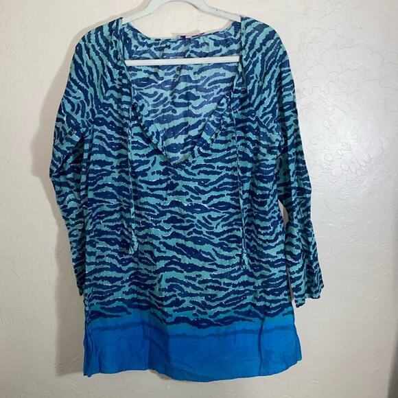 Calypso St. Barth Animal Print Tie Neck Tunic - Picture 2 of 5